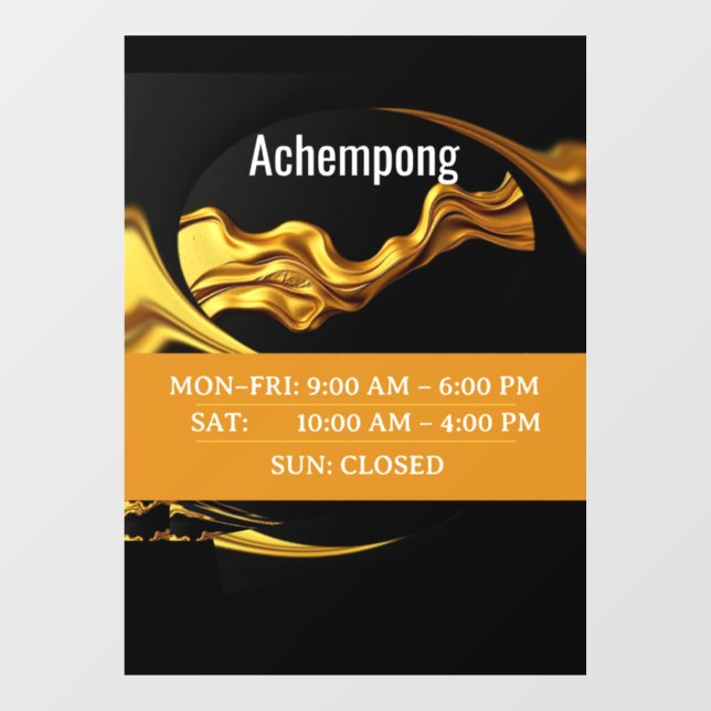 Sophisticated Studio Signage: Achempong Gold Wave  Fensteraufkleber (Blatt)