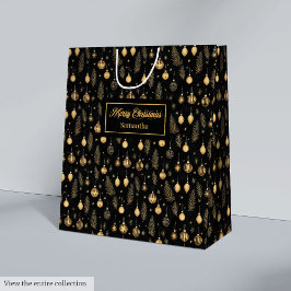 Sophisticated watercolor black and gold gift wrap mittlere geschenktüte