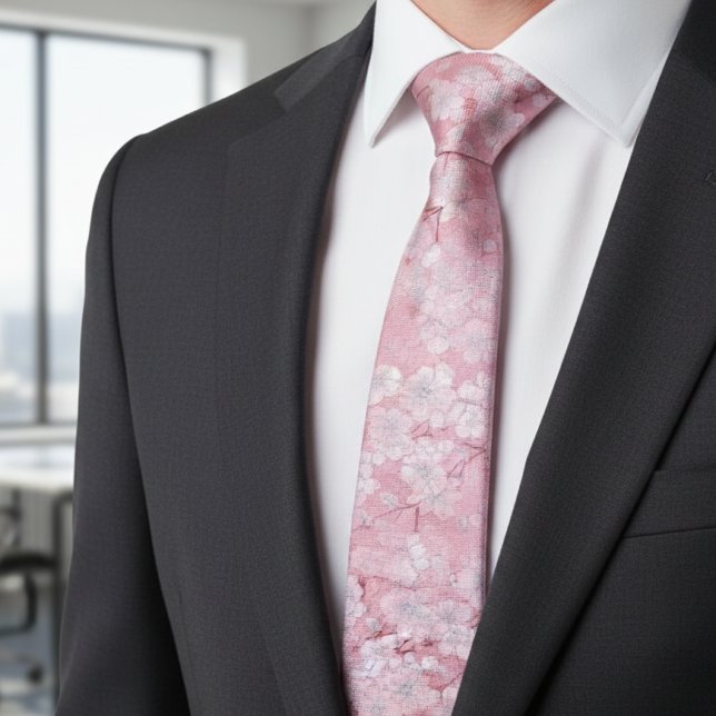 Sophisticatede Kirschblüten-Blumen  Krawatte (Von Creator hochgeladen)