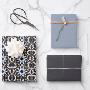 Sophistication Blaues Textil Geschenkpapier Set