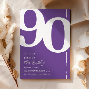 Sophisticierte violette 90. Geburtstagseinladung Einladung