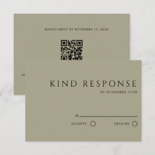 Sophisticiertes Taupe-QR-Code Elegante Hochzeit RSVP Karte