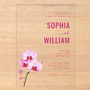 Sophistische Hochzeits-Einladung mit rosa Orchidee Acryleinladungen