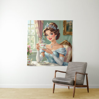 Sophistische Prinzessin mit Krone und elegantem Kl Wandteppich