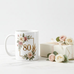 Sophistisches Blumengeschenk zum 80. Geburtstag, i Kaffeetasse