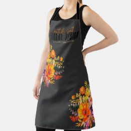 Sophistisches florales Design Schwarze orangefarbe Schürze