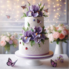 SOPHISTIZIERTE LILA IRIS THEMED GEBURTSTAGSKAKE KARTE