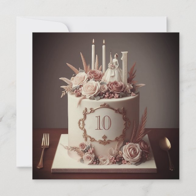 SOPHISTIZIERTER EDITABLE WEDING JAHRESCAKE EINLADUNG (Vorderseite)