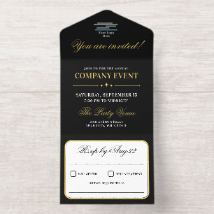 Sophistiziertes Elegantes Firmen-Event-Logo Gold All-in-One-Einladung
