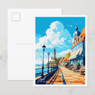Sopot Poland Vintage Reise Illustration Postkarte