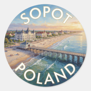 Sopot Polen Seebad Reiseziel Runder Aufkleber