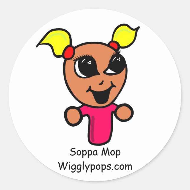 Soppa Mop, Wigglypops.com Runder Aufkleber (Vorderseite)