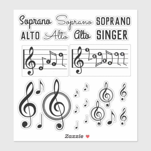 Soprano Alto Singer Musiknote Treble Clef Sticker (Blatt)