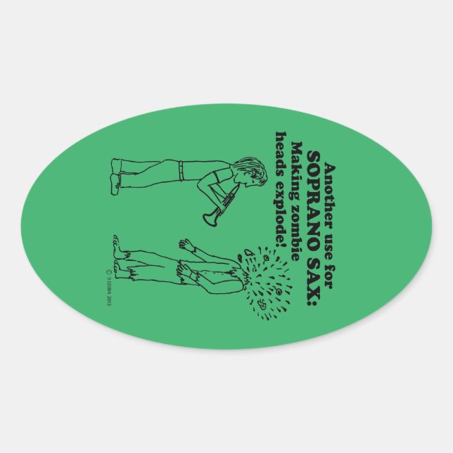 Soprano Sax Zombie Explode Oval Sticker (Vorderseite)