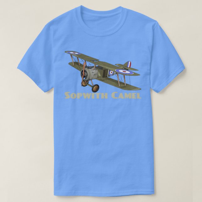 Sopwith Camel WW1 Fighter Flugzeug British Biplane T-Shirt (Design vorne)