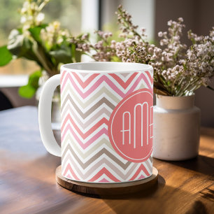 Sorbet Chevrons mit Triple Monogrammen Tasse