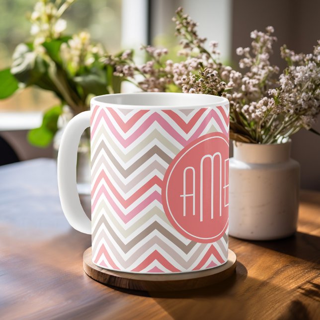 Sorbet Chevrons mit Triple Monogrammen Tasse (Personalized mug with monogram)