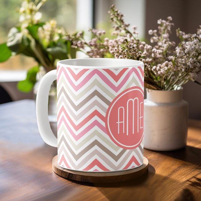 Sorbet Chevrons mit Triple Monogrammen Tasse (Mug template with monogram)