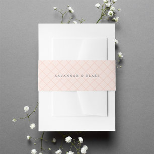 Sorbet Peach Lattice Personalisiert Wedding Einladungsbanderole