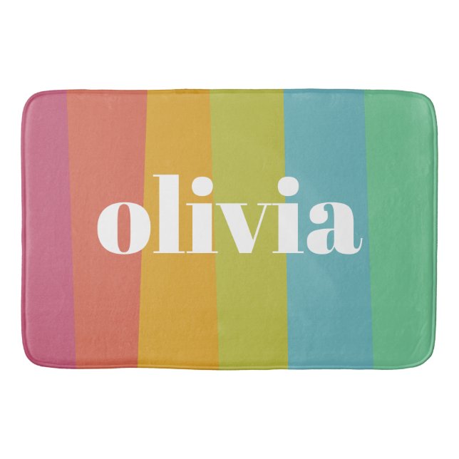 Sorbet Rainbow Colors Individuelle Name Summer Badematte (Vorderseite)