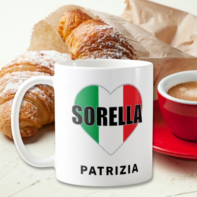 Sorella Italian Flag Herz Tasse (Sorella (Italian for Sister)
Flag of Italy Italian Heart
White Mug)