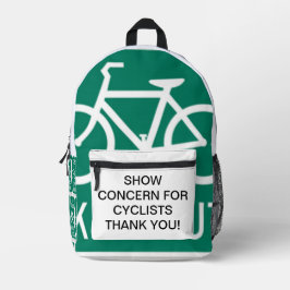 Sorge für Radfahrer zeigen Bedruckter Rucksack