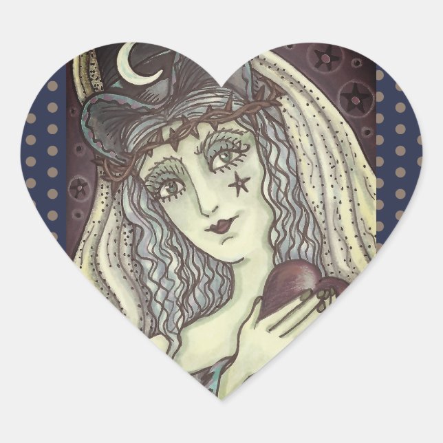 SORGE, GOTH WITCH HERZSTICKER HERZEN Herz-Aufkleber (Vorderseite)