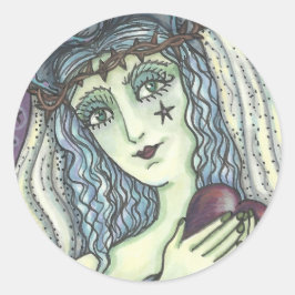 SORGE, GOTH WITCH HERZSTÖRUNGEN RUNDGESCHOSS RUNDER AUFKLEBER