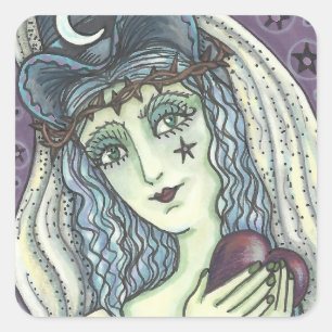 SORGE, GOTH WITCH HERZSTÜCK QUADRATISCHER AUFKLEBER