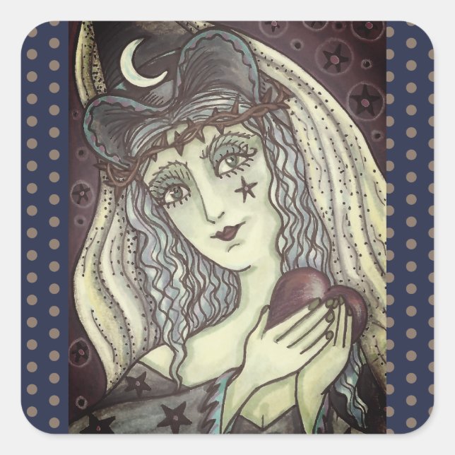 SORGE, GOTH WITCH HERZSTÜCK QUADRATISCHER AUFKLEBER (Vorderseite)