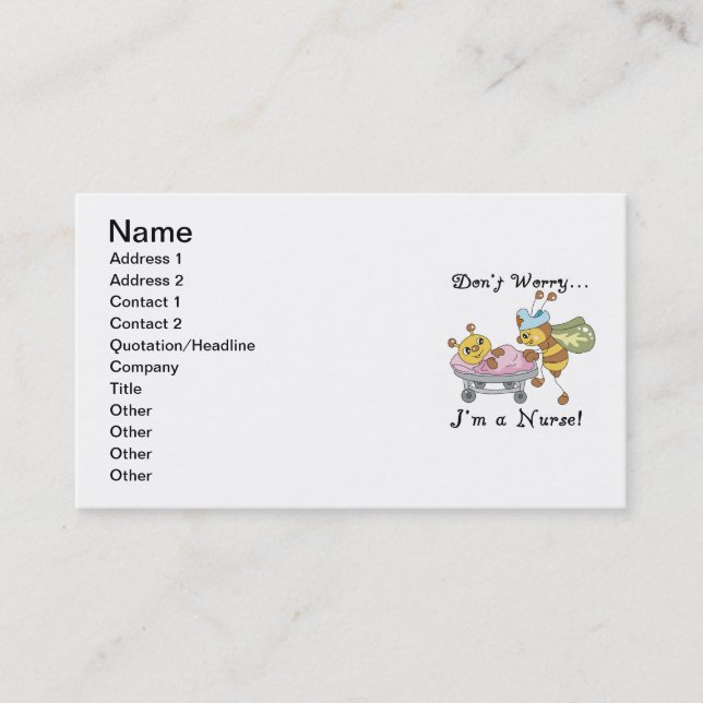 Sorgen Sie sich nicht mich sind eine Visitenkarte (Vorderseite)