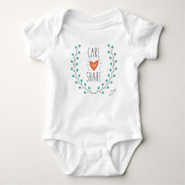 Sorgfalt-und Anteil-Girlanden-Shirt Baby Strampler