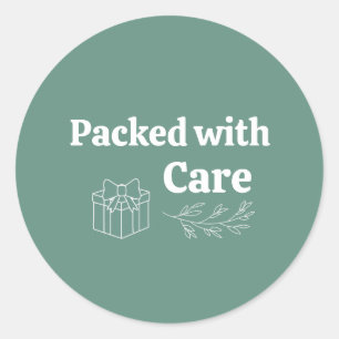 Sorgfältig verpackt Soft Sage Grün Minimalist Pack Runder Aufkleber