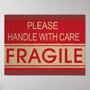 Sorgfältige Handhabung, zerbrechliches Zeichen Poster