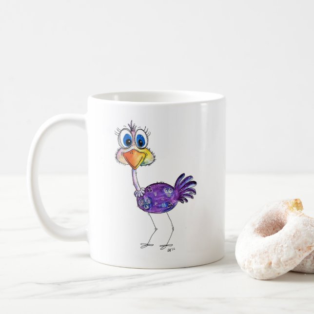 Sorglose glückliche violette Strauß Kaffeetasse (Mit Donut)