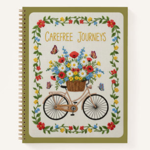 Sorglose Reisen Besticktes Vintage-Fahrrad Notizbuch