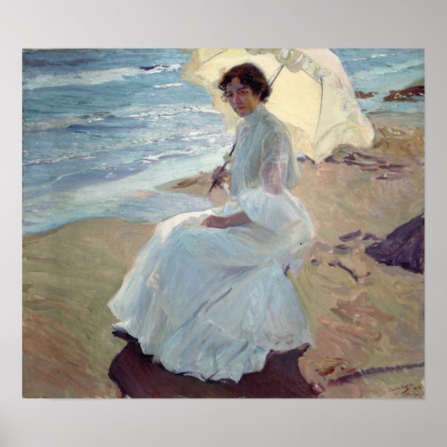 Sorolla - Clotilde am Strand Poster (Vorne)
