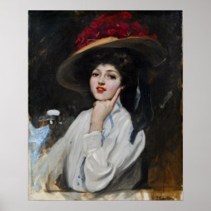 Sorolla - Eine junge Frau in einem Hut Poster