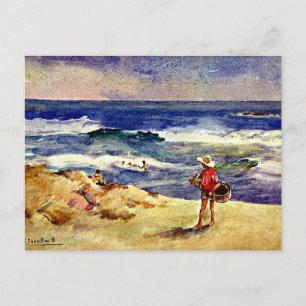 Sorolla - Junge im Sand, feine Kunst Postkarte