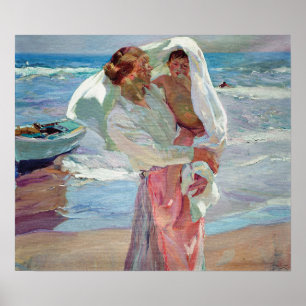 Sorolla - Nach dem Baden Frau & Kind Poster