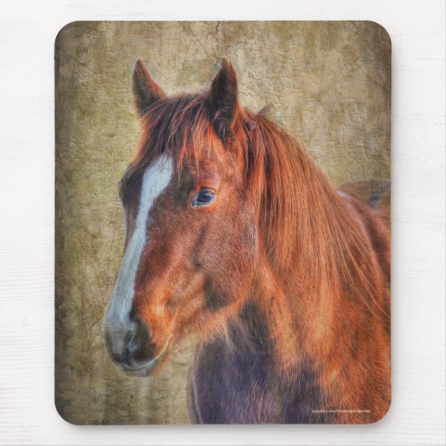 Sorrel Pferde Portrait auf dem rustikalen Grunge-E Mousepad (Vorne)