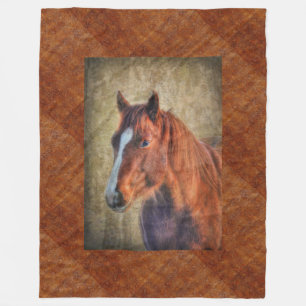 Sorrel Pferde Portrait auf Imitate Toolted Leather Fleecedecke