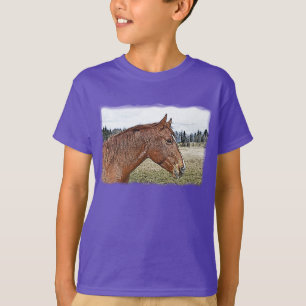 Sorrel Pferde Portrait Equine Art Illustration T-Shirt
