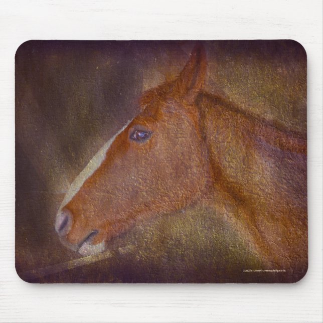 Sorrel Stallion in einer Scheune Pferdestall Art Mousepad (Vorne)