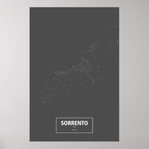 Sorrent, Italien (weiß auf Schwarzem) Poster