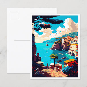 Sorrento Italien Art Vintage Reise Illustration Postkarte