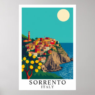 Sorrento Italien Vintage Reise Zitronen Kunst Poster