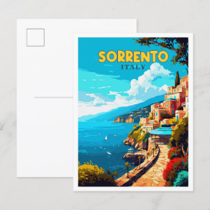 Sorrento Italien vintage Reiseillustration Postkarte