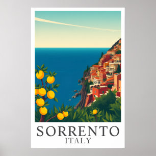 Sorrento Italien Vintage Zitronen Reise Kunst Poster