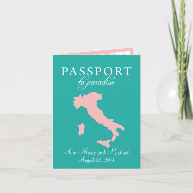 Sorrento Italy Passport Wedding Einladung (Vorderseite)